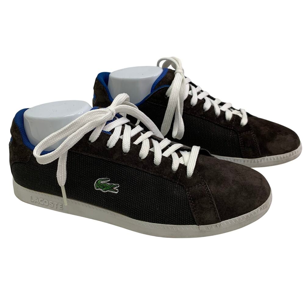 Lacoste Mens Sz 9.5 Graduate 3 K79 Sneakers Gray Blue Leather Lace Up Shoes